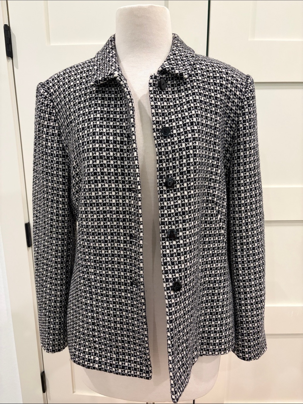 Talbots Black and White Gingham Blazer